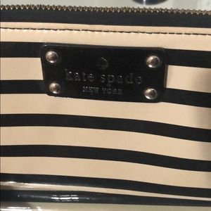 Kate Spade Black & White stripe zip around wallet